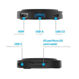 Fixed MagHub 7-in-1 Multiport (USB-C) m. Trådløs Opladning - Sort