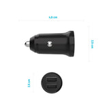 Fixed - Mini Biloplader 2x USB-A - 15W - Sort