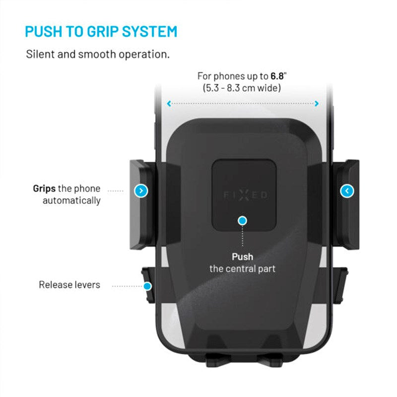 Fixed Iconiq XXL (Maks. Mobil Bredde: 5.3 - 8.3 cm) Mobilholder til Bil - Instrumentbræt & Forrude - Sort