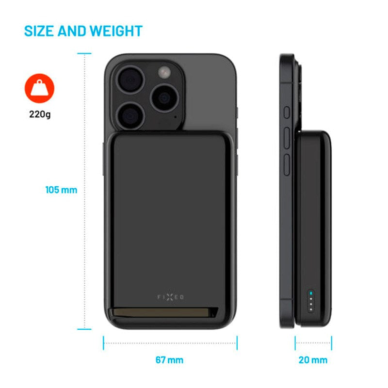 Qi2 20W PowerBank 10.000 mAh - Fixed MagZen 10 Pro - MagSafe Kompatibel - Sort