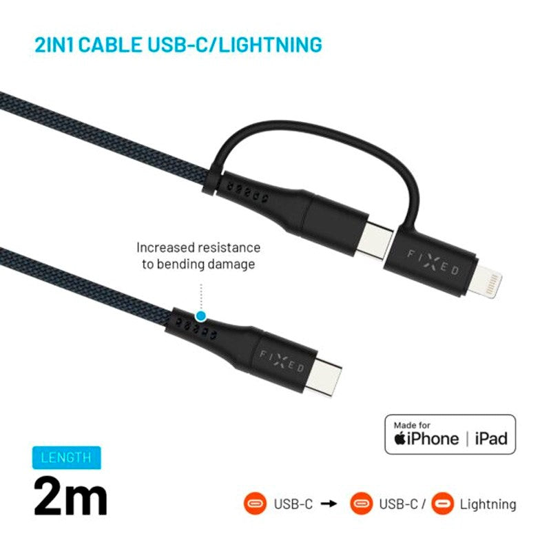 Fixed - 60W USB-C til Lightning Kabel - 2m - Sort