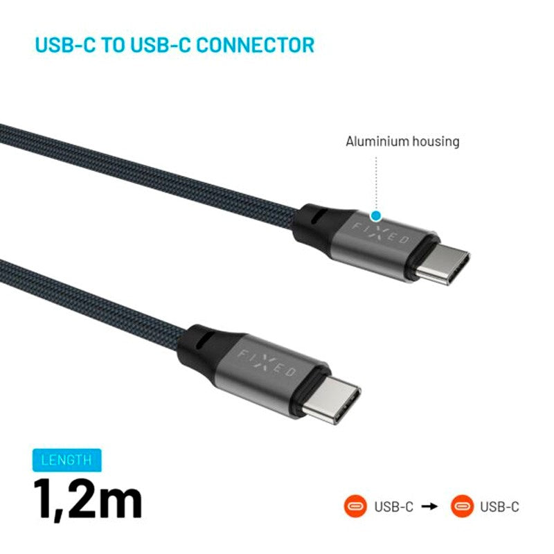 Fixed - Magnetic USB-C til USB-C Kabel - 240W - 1.2m - Sort - (DEMO)