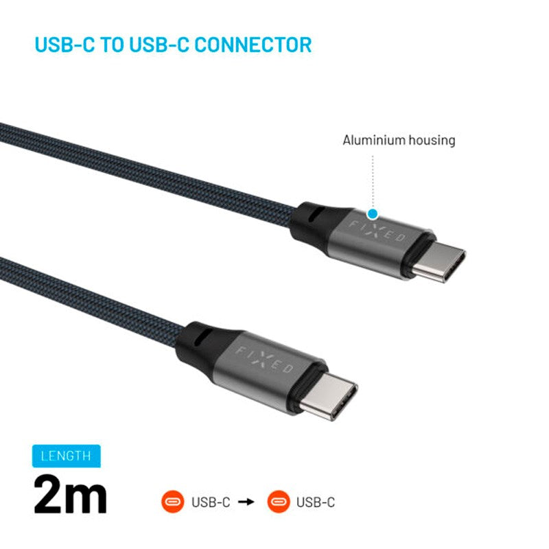 Fixed - Magnetic USB-C til USB-C Kabel - 240W - 2m - Sort
