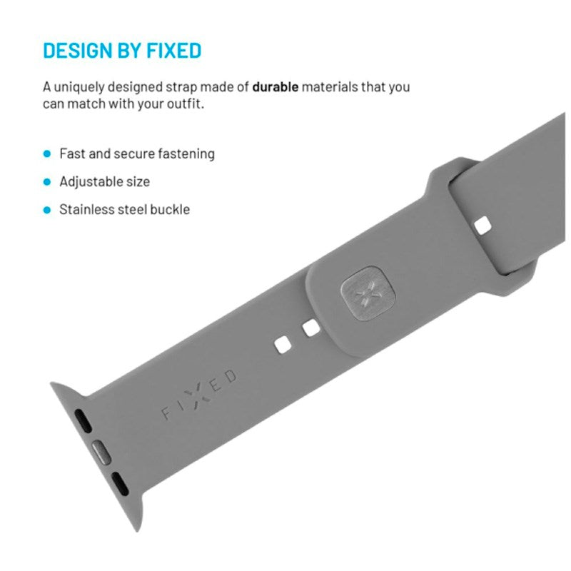 Fixed - Apple Watch (38 / 40 / SE / 41 / 42mm) Sporty Silikone Rem Sæt - Lysegrå