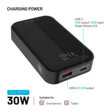 Fixed Zen - 30W PowerBank 10.000 mAh - Sort