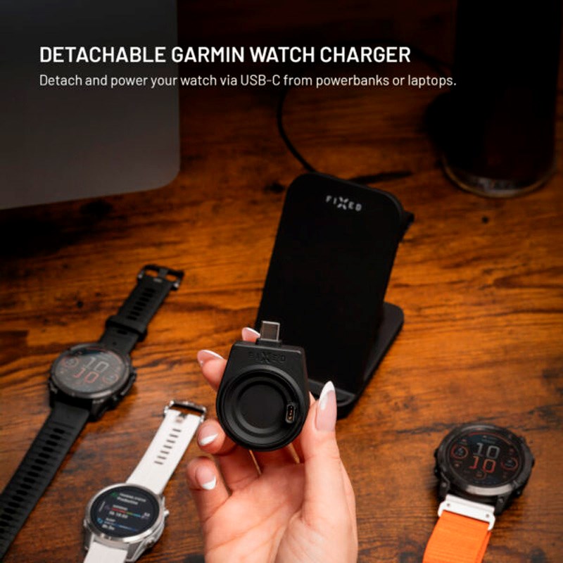 3-i-1 Trådløs Oplader til Garmin Smartwatch - Fixed - Sort