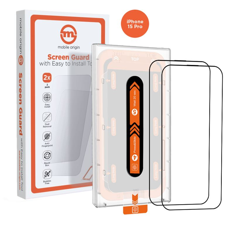 Mobile Origin 2-Pack Orange Screen Guard Til iPhone 15 Pro