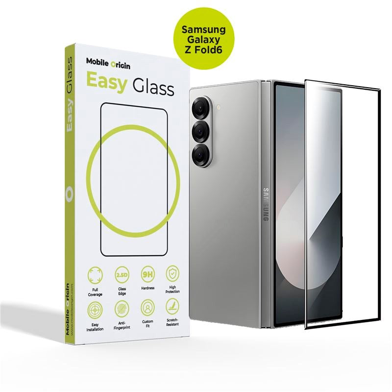 Samsung Galaxy Z Fold6 Mobile Origin EasyGlass Beskyttelsesglas - Gennemsigtig / Sort Kant