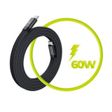 Mobile Origin - 1m Fladt Magnetisk USB-C til USB-C Kabel - Sort