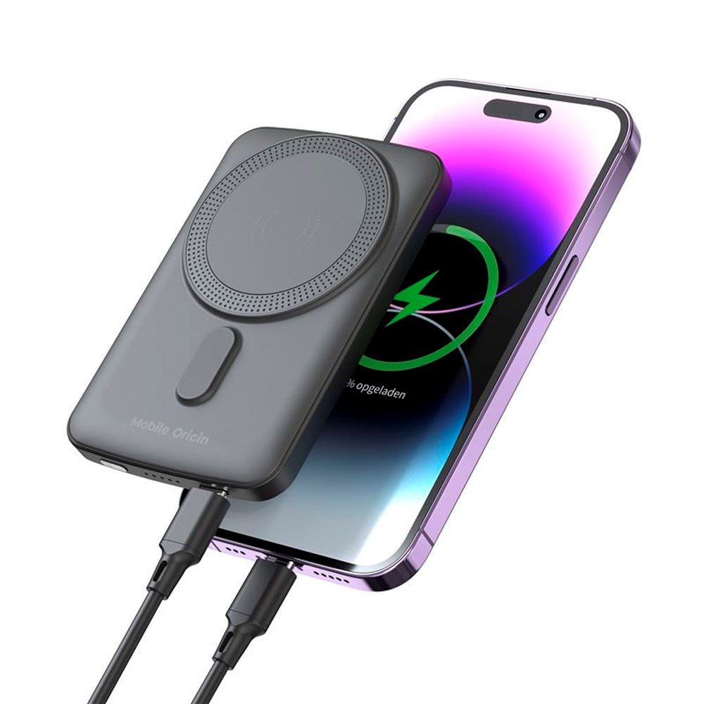 Mobile Origin Powerbank - 20W - 5000mAh - LED-Display - USB-C Stik - Grå