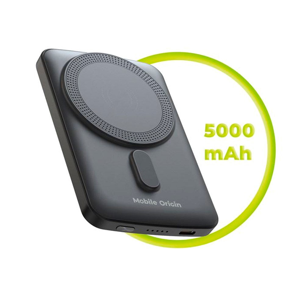Mobile Origin Powerbank - 20W - 5000mAh - LED-Display - USB-C Stik - Grå