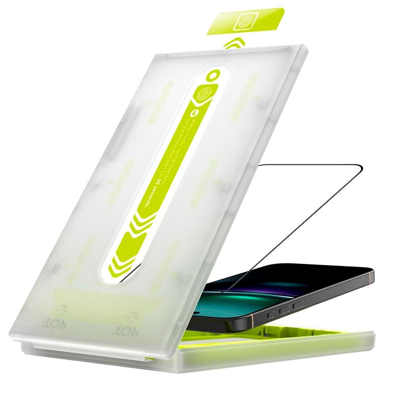 Mobile Origin iPhone 17 Pro Max Screen Guard Skærmbeskyttelse inkl. Monteringssæt - 2 stk. - Gennemsigtig / Sort Kant