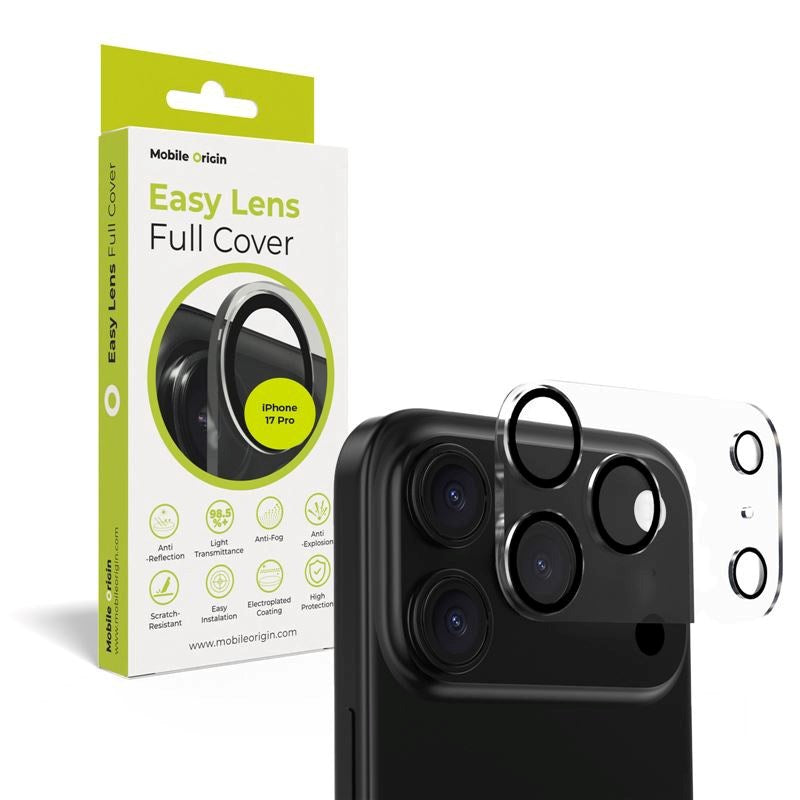 Mobile Origin iPhone 17 Pro - Kameralinseglas - Gennemsigtig / Sort Kant