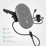 Epico Magnetisk Mobilholder til Bilens Ventilation m. 15W Trådløs Opladning & 18W Biloplader - MagSafe Kompatibel - Space Grey