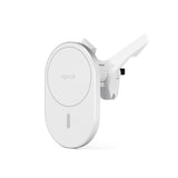 Epico Magnetisk Mobilholder til Bilens Ventilation m. 15W Trådløs Opladning & 18W Biloplader - MagSafe Kompatibel - Hvid