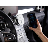 Epico Magnetisk Mobilholder til Bilens Ventilation m. 15W Trådløs Opladning & 18W Biloplader - MagSafe Kompatibel - Hvid