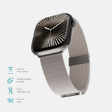 Apple Watch (38/40/SE/41/42mm) Epico Milanese+ (Plus) Stål Rem - Starlight - (DEMO)
