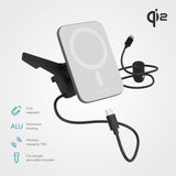 Epico Qi2 Mag+ Mobiloplader til Bil 15W Trådløs Opladning - MagSafe Kompatibel - Hvid