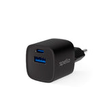Spello 20W PD Vægoplader m. 1 x USB-C / 1 x USB-A - Sort