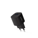 Spello 20W PD Vægoplader m. 1 x USB-C / 1 x USB-A - Sort