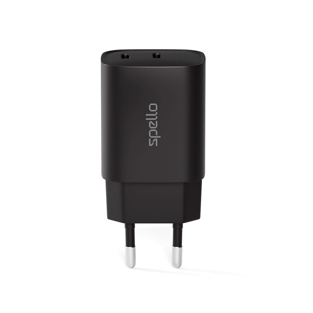 Spello 35W PD Vægoplader m. 2 x USB-C - Sort