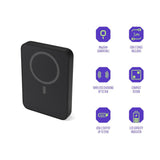 Spello ForcePack 5000mAh Power Bank 15W m. USB-C - MagSafe Kompatibel - Sort