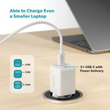 Epico - UltraBoost GaN 35W Vægoplader m. 1.2m USB-C til USB-C Kabel - 2x USB-C - Hvid