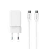 Epico - UltraBoost GaN 35W Vægoplader m. 1.2m USB-C til USB-C Kabel - 2x USB-C - Hvid