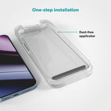 Epico - iPhone 16e / 14 / 13 / 13 Pro AntiBlue Glass 3D Skærmbeskyttelsesglas - Installationsramme - Gennemsigtig