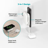 Epico 3-i-1 Rejse PowerBank - 10.000 mAh - MagSafe Kompatibel - Hvid