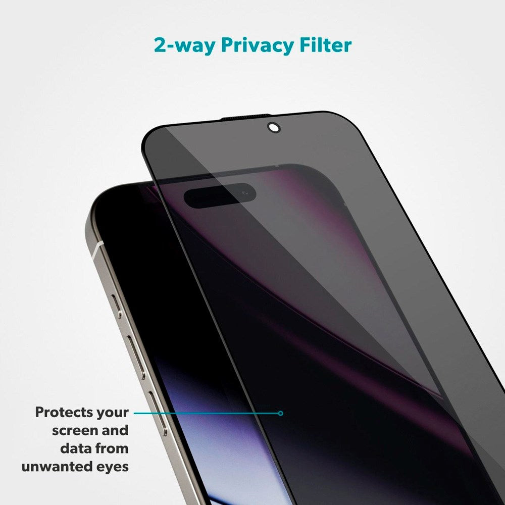 Epico - iPhone Air - Privacy Glass 3D Skærmbeskyttelsesglas m. Installationsramme - Gennemsigtig