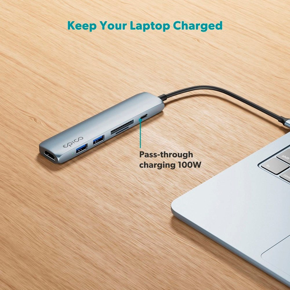 6-i-1 Aluminium Hub 8K - Epico - Sky Blue