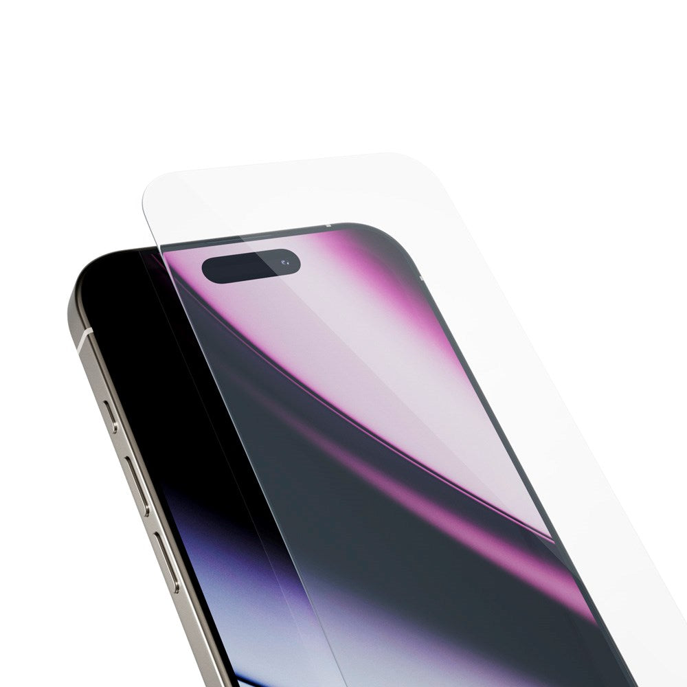 Epico - iPhone 16 / 15 / 14 Pro - Glass Standard Fit Skærmbeskyttelsesglas m. Installationsramme - Gennemsigtig