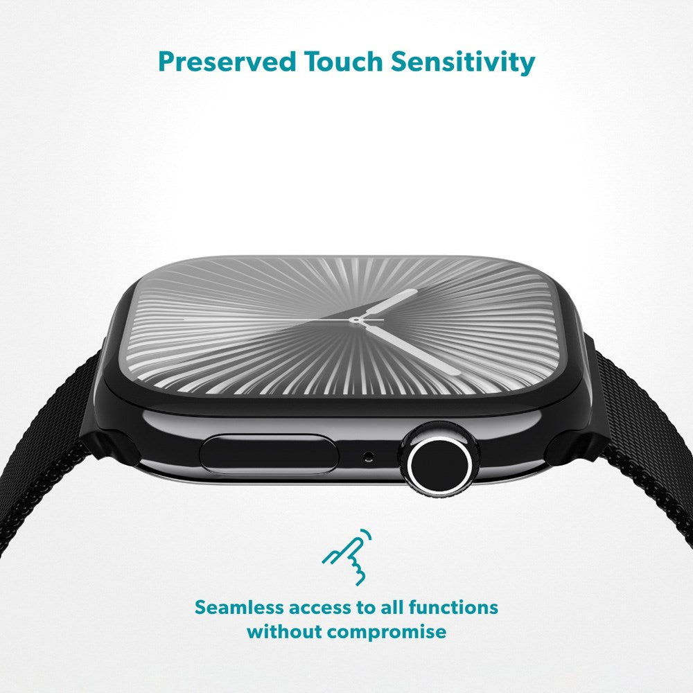 Epico - Apple Watch 11 / 10 (46mm) 3D+ Flexiglass m. Installationsramme - Gennemsigtig / Sort Kant