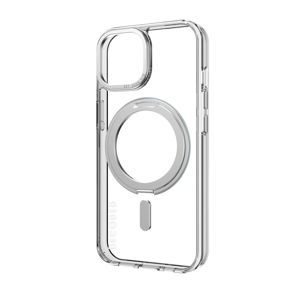 Decoded iPhone 15 Loop Stand Plastik Mobil Cover - 100% Genbrugsplast - MagSafe Kompatibel - Gennemsigtig