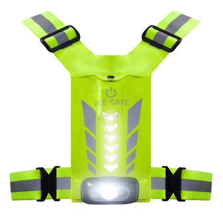 Bee-Safe - Løbevest - LED & Mobillomme - Gul