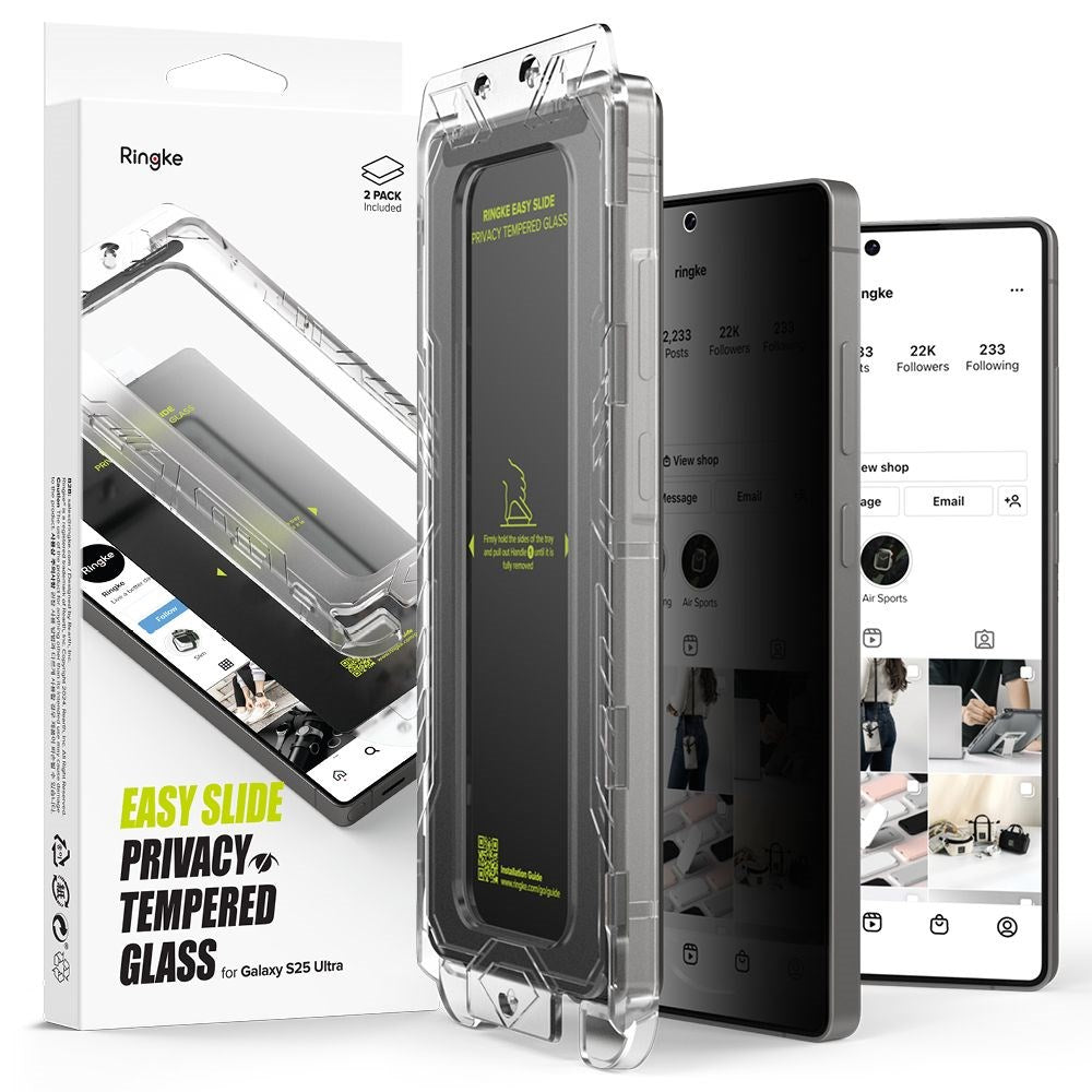 Ringke Samsung Galaxy S25 Ultra Easy Slide Hærdet Glas Screen Protector – Privacy