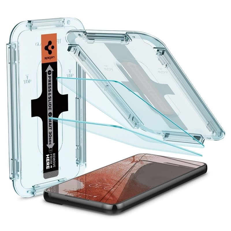 Spigen Samsung Galaxy S22 EZ Fit Glas.tR Skærmbeskyttelse 2. Stk - Case Friendly - Gennemsigtig