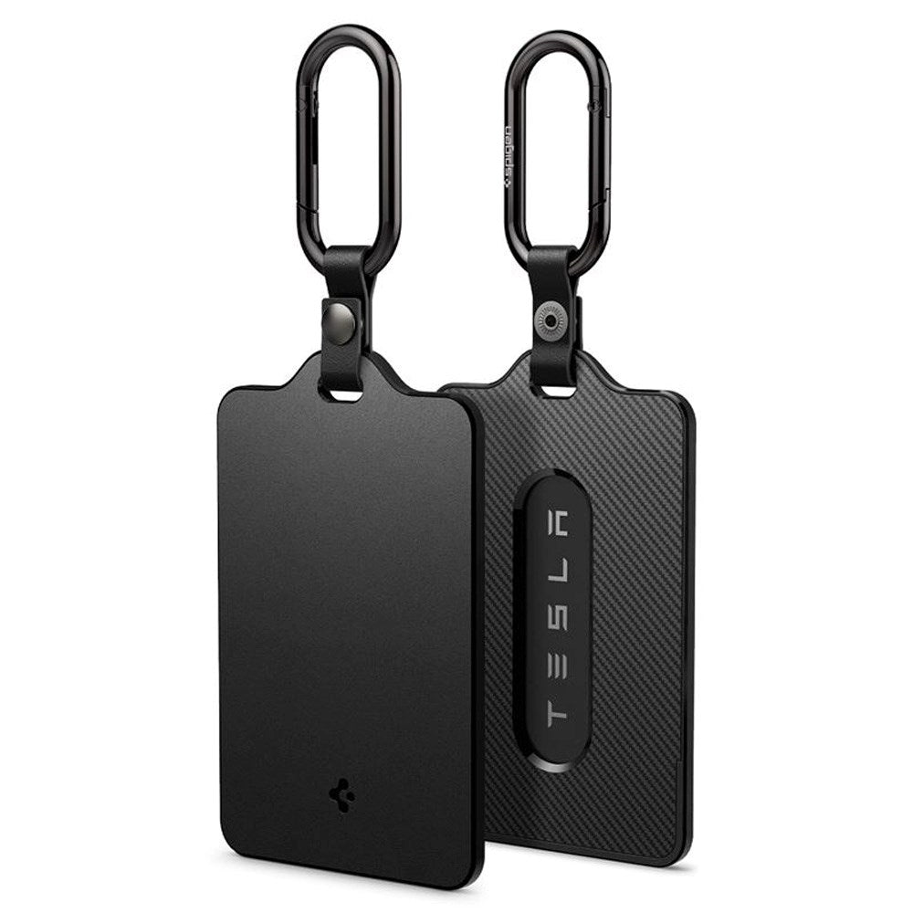 Spigen Tesla Nøglekort Holder m. Karabinhage - 2-Pack - Sort