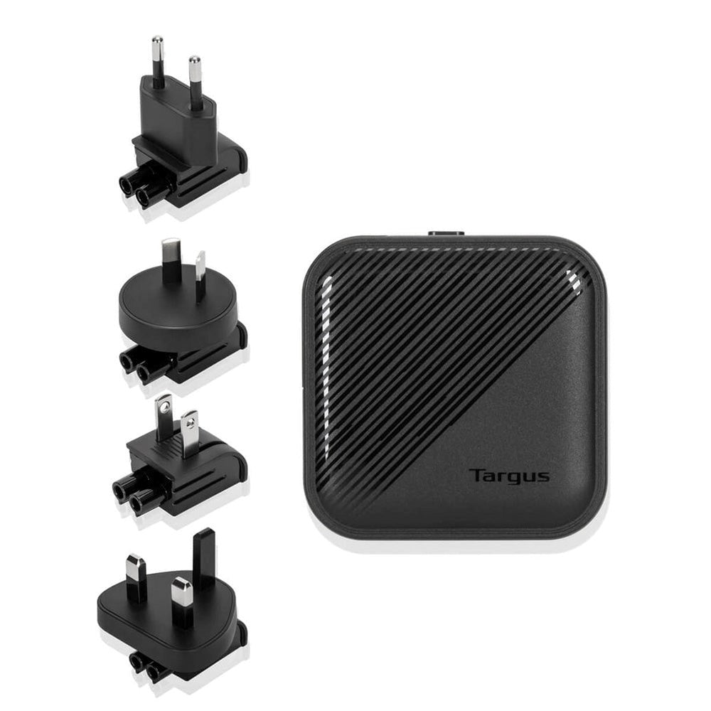 Targus 65W PD Vægoplader m. USB-C, USB-A og Rejseadaptere - Sort