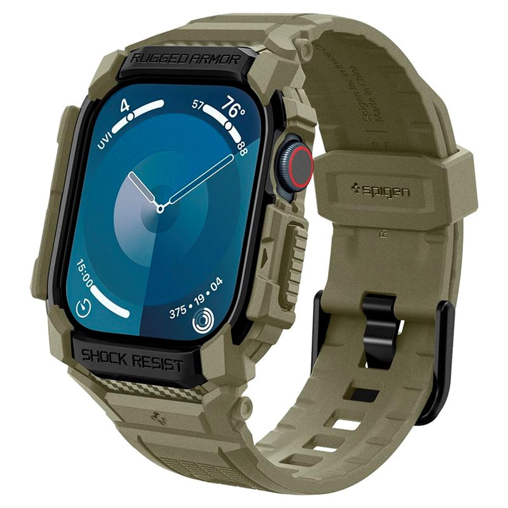 Apple Watch 10 (46mm) - Spigen Rugged Armor Pro Rem m. Cover - Grøn