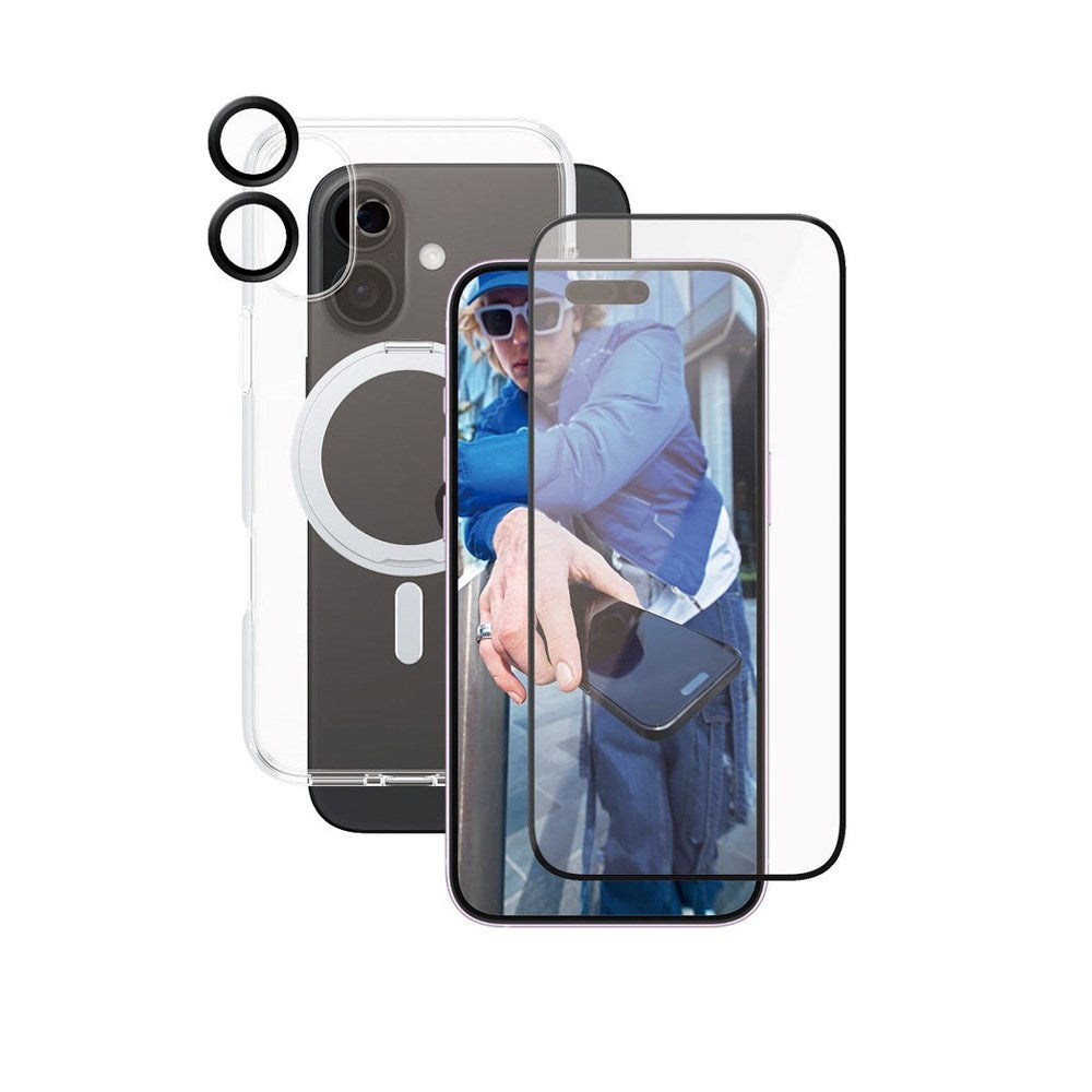 CARE by PanzerGlass - iPhone 16 Plus 3-i-1 Ceramic Bundle - Gennemsigtig