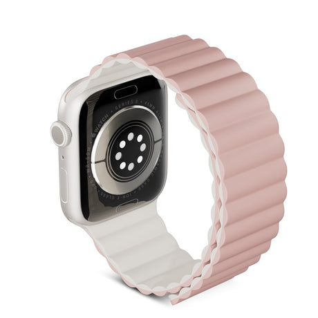 Epico Apple Watch (42/44/SE/45/46/49mm) Magnetisk Silikone Urrem - Lyserød / Grå