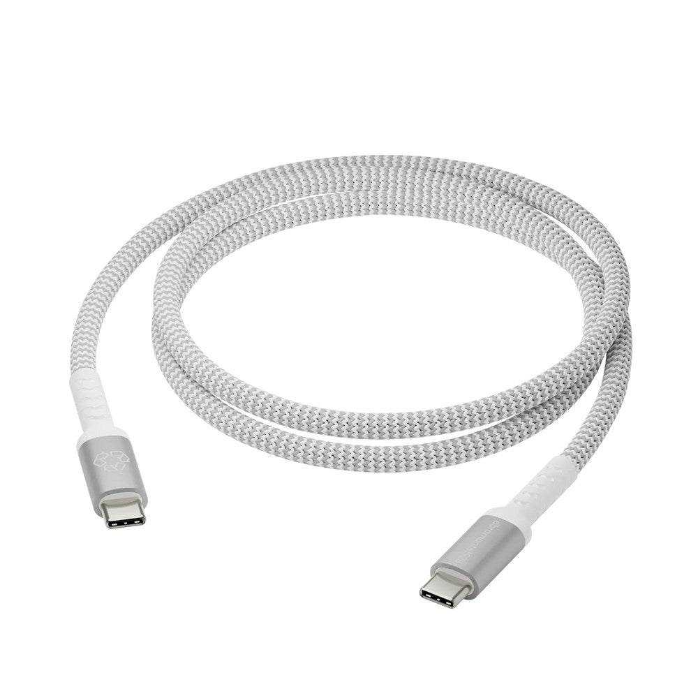 USB-C til USB-C Opladningskabel fra dbramante1928 - Flettet - Genbrug 100W - 1.2M - Hvid