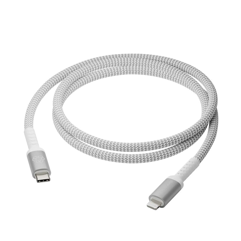 USB-C til Lightning Opladningskabel fra dbramante1928 - Flettet - Genbrug 36W - 2M - Hvid