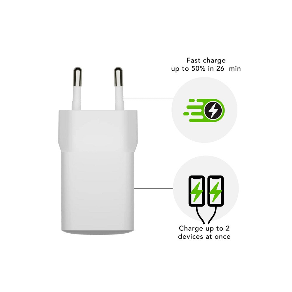 dbramante1928 - EU Vægoplader - 1 x USB-C 25W/1 x USB-A 18W - Hvid