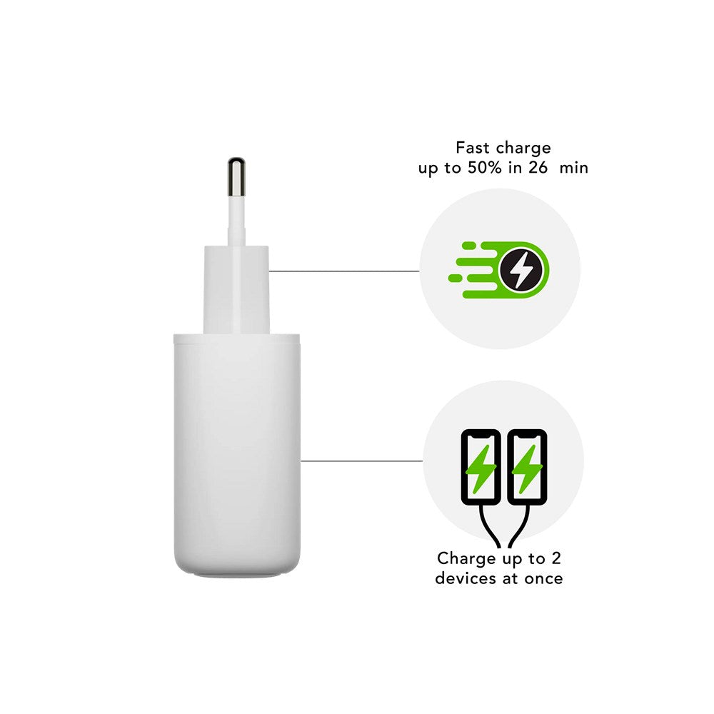 dbramante1928 - EU Vægoplader - 2 x USB-C 20W - Hvid