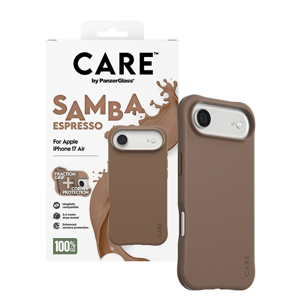 iPhone Air CARE by PanzerGlass Fashionable Samba Mobil Cover - MagSafe Kompatibel - Espresso