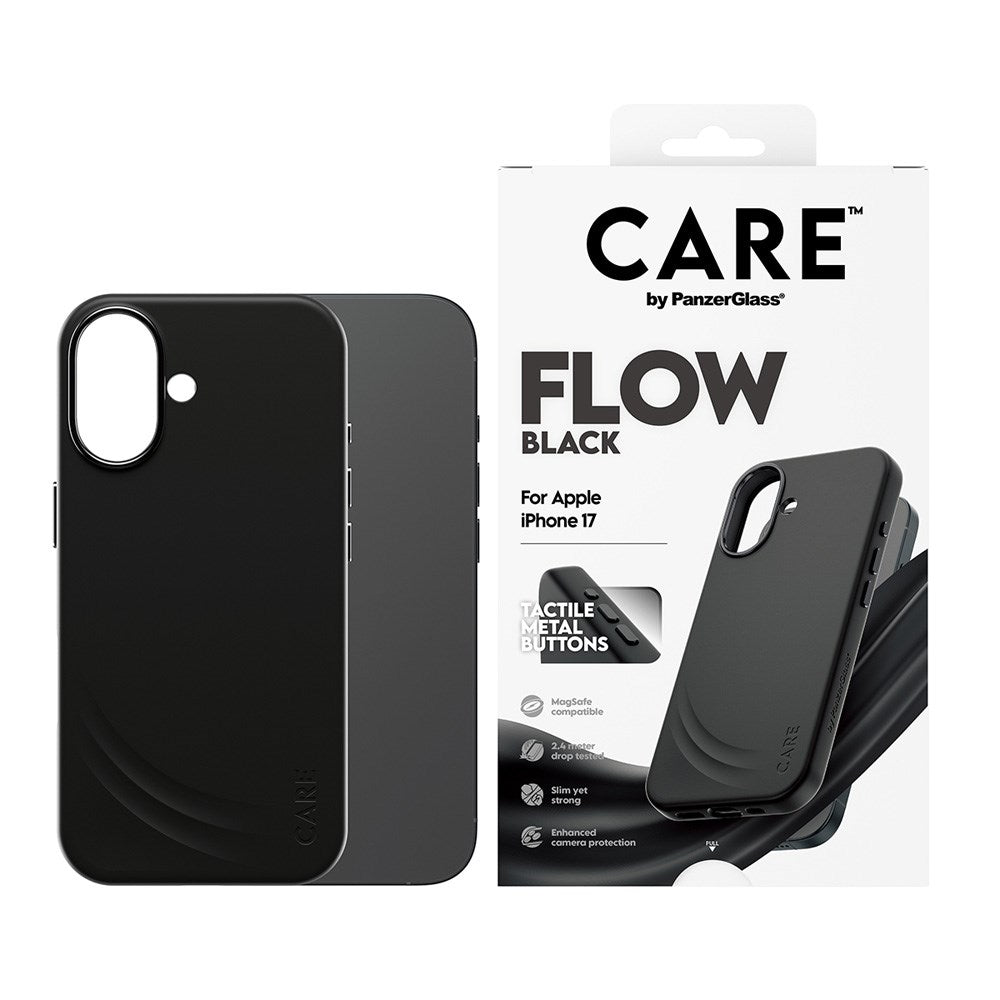 CARE by PanzerGlass iPhone 17 Feature Flow Mobil Cover - MagSafe Kompatibel - Sort