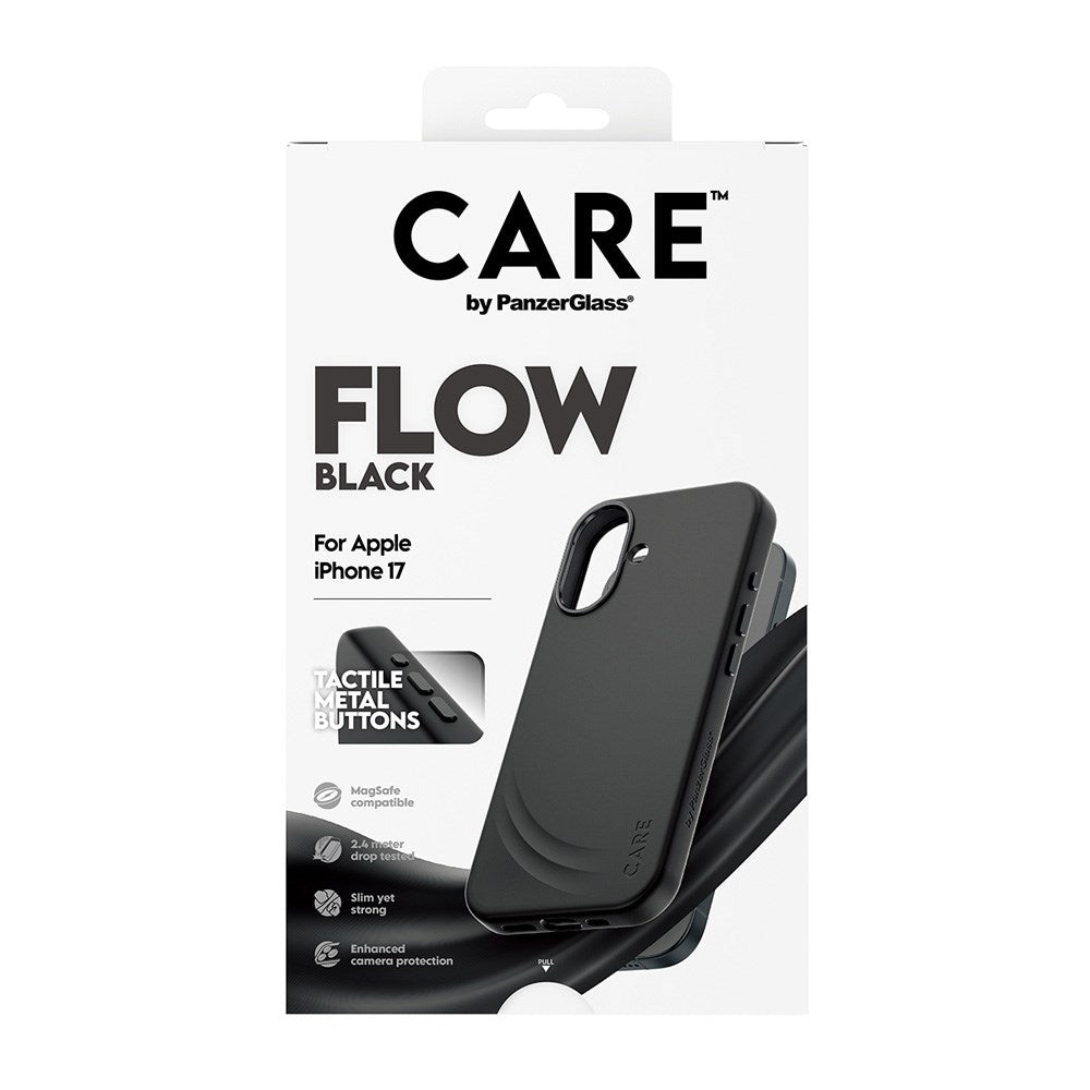 CARE by PanzerGlass iPhone 17 Feature Flow Mobil Cover - MagSafe Kompatibel - Sort